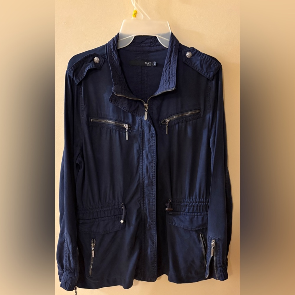 Max Jeans Dark Blue lightweight Utility Jacket size medium - Picture 14 of 15